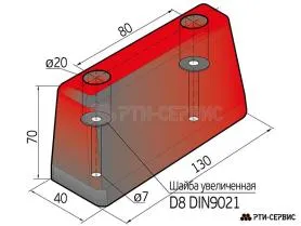 Отбойник (буфер) резиновый 130х40х70 мм